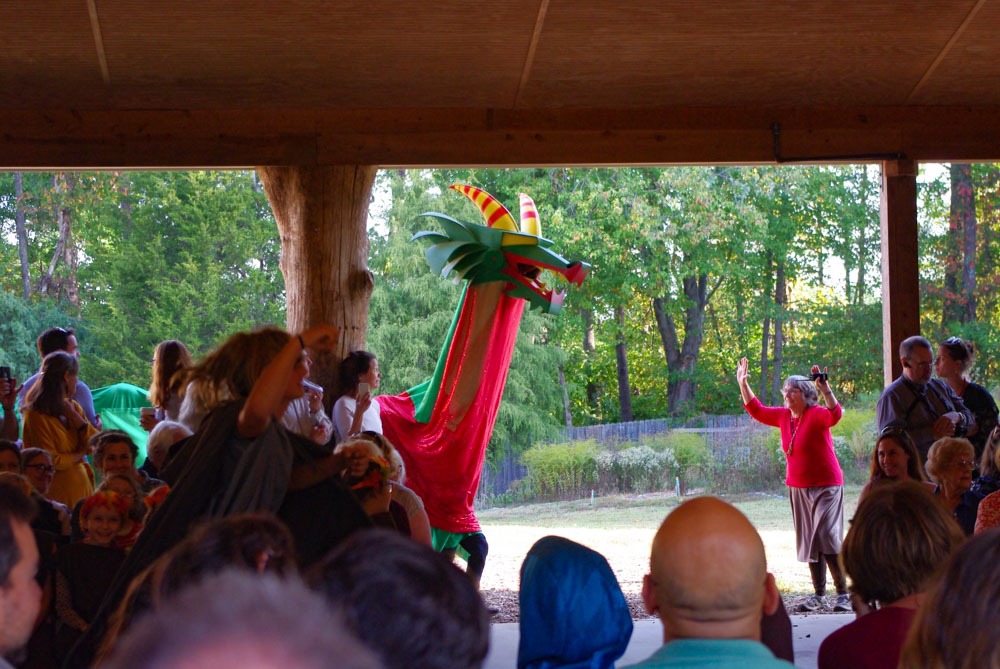 Michaelmas dragon entering the pavilion 2019