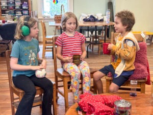 third grade handwork class with tea