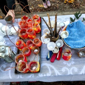 table set for the lantern walk, with treats and lanterns