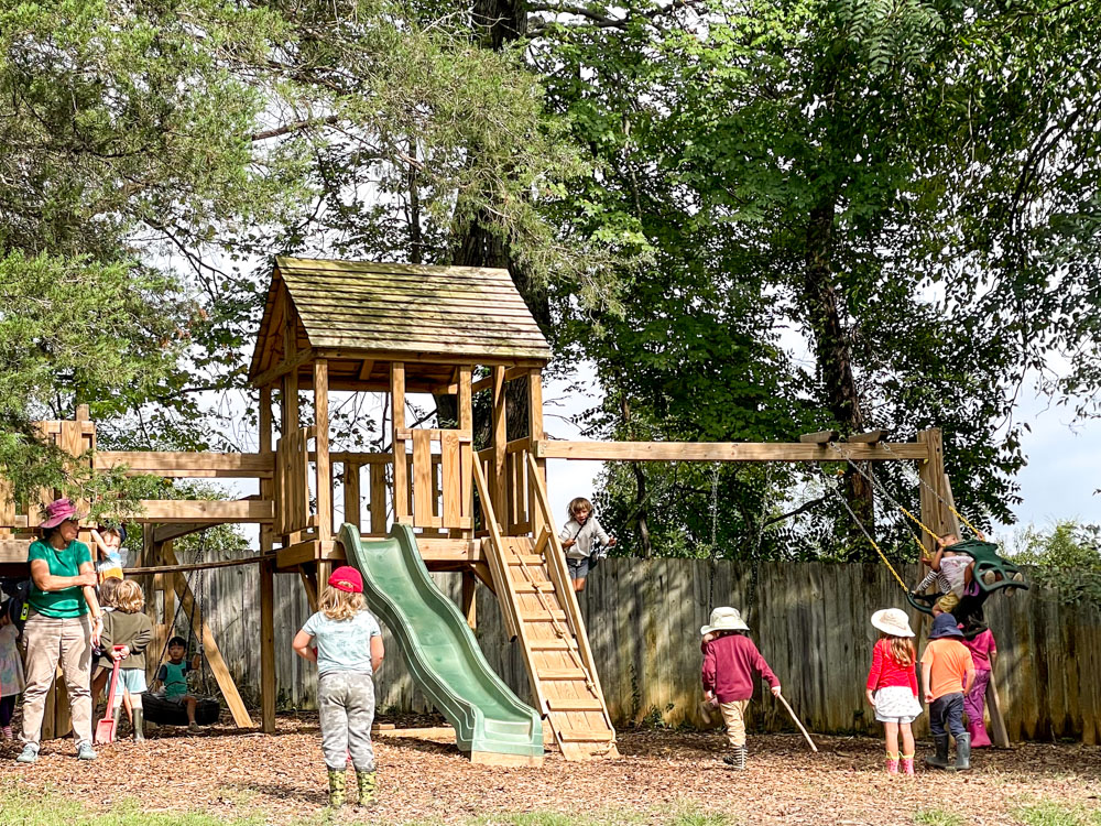 kindergarten students on the playground