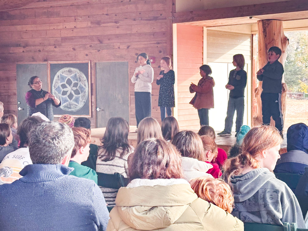 elementary students on stage