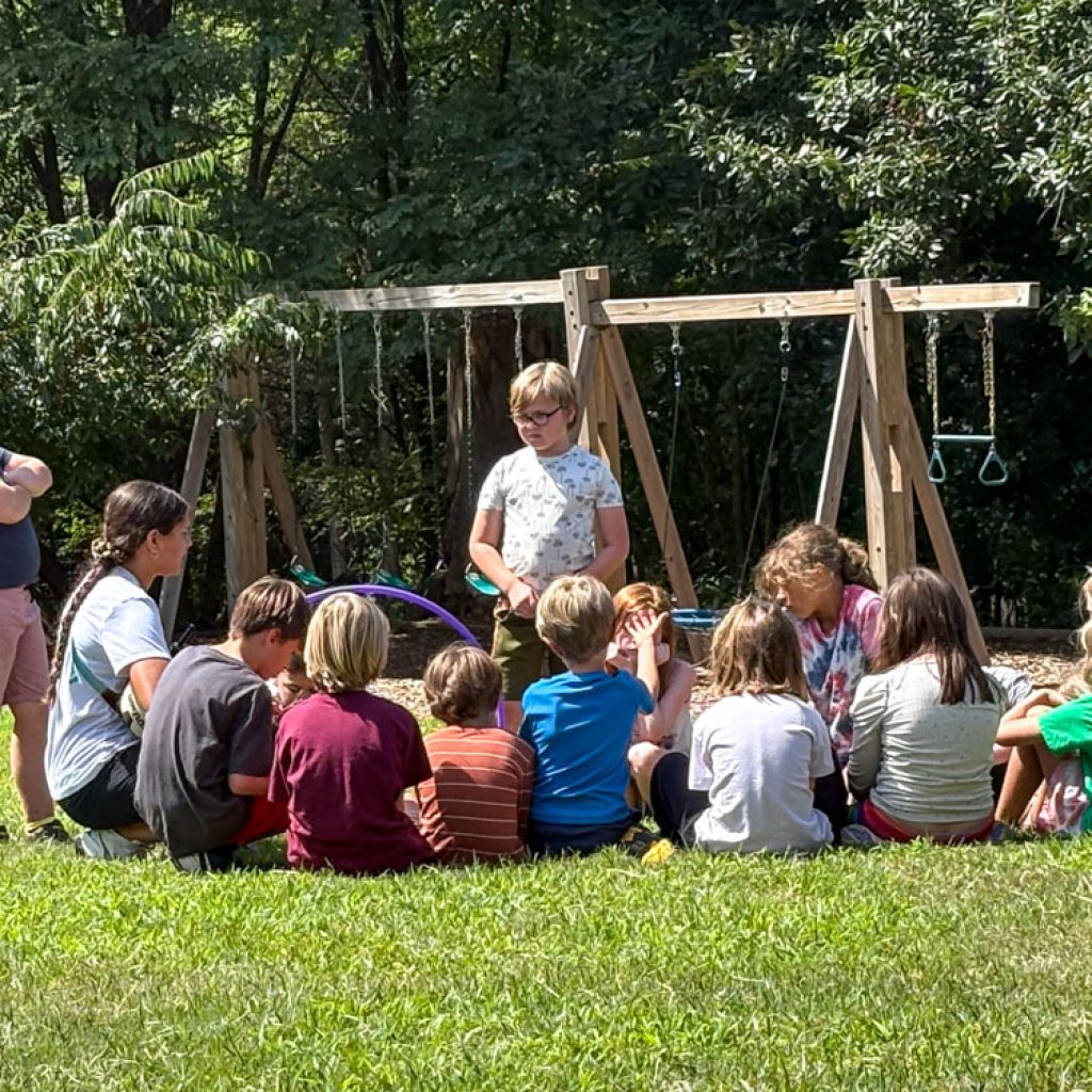 cws elementary students gathered on the playground