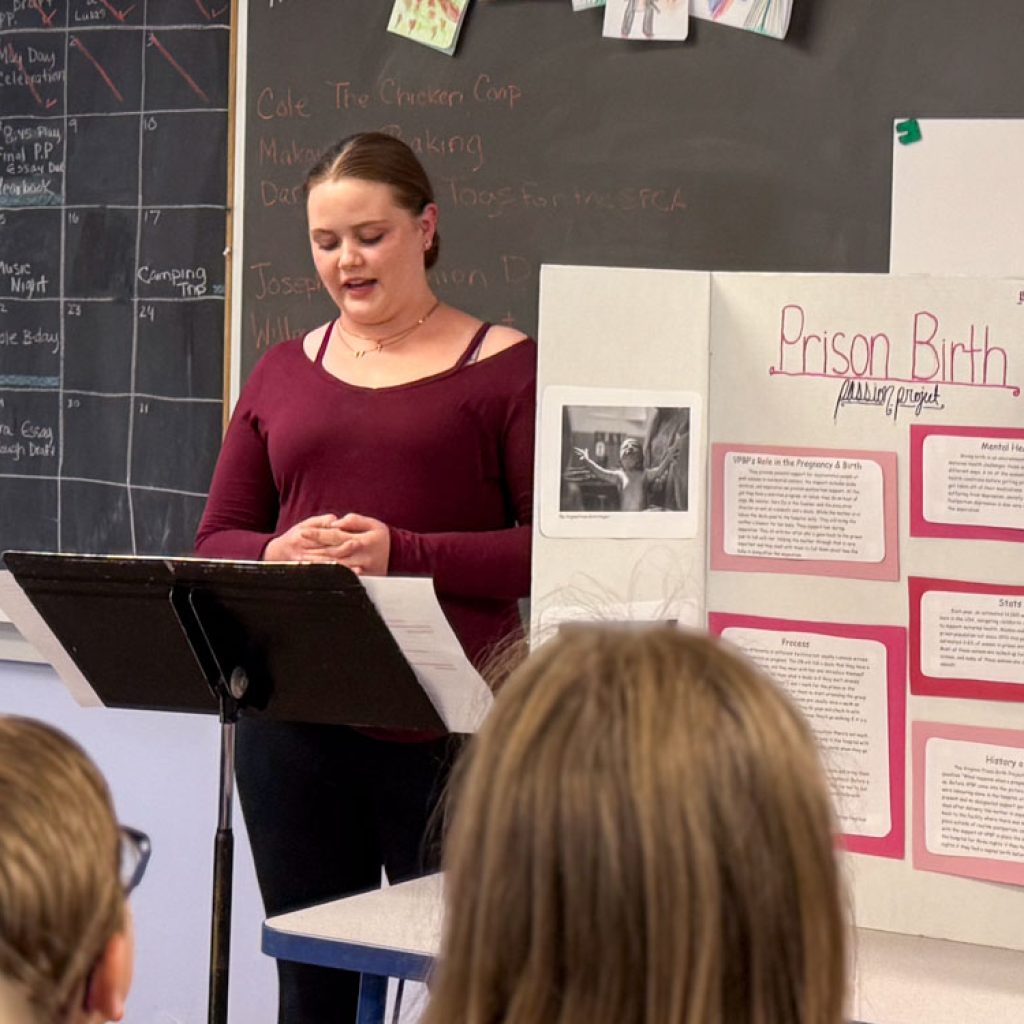 Presentation of 8th grade Passion Project about researching and learning about the Virginia Prison Birth Project