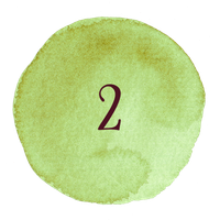 Graphic showing number 2 on a watercolor circle background