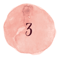 Graphic showing number 3 on a watercolor circle background