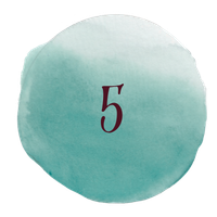 Graphic showing number 5 on a watercolor circle background